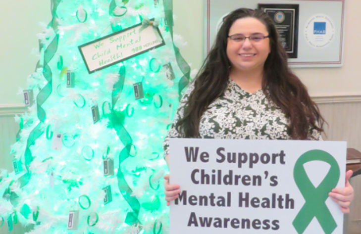 Paula Dove From The Garrett County Health Department’s Administration Unit Shows Her Support For Mental Health Month And Children’s Mental Health Awareness Week!